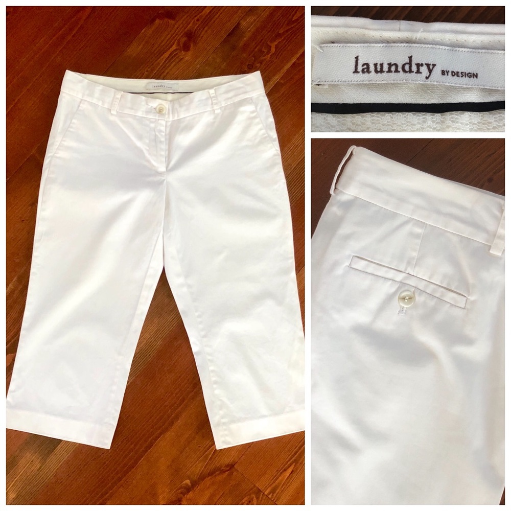 LAUNDRY BY DESIGN Cropped white cotton pants